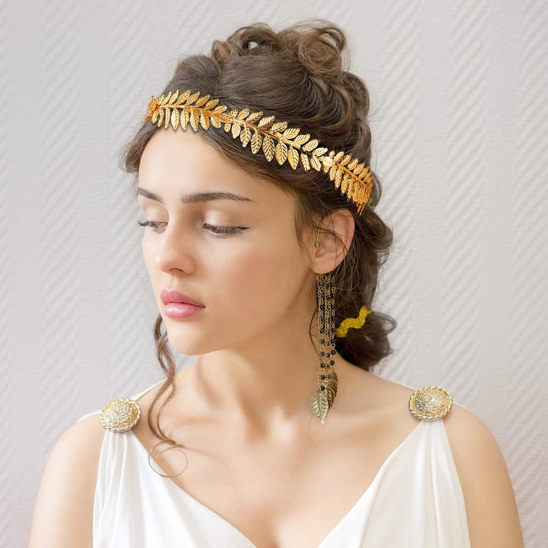 meekoo 3 Pcs Roman Laurel Wreath Crown Gold Metal Leaf Greek Goddess Accessories Toga Costume Emperor Headband Headpiece Women Men - Image 5